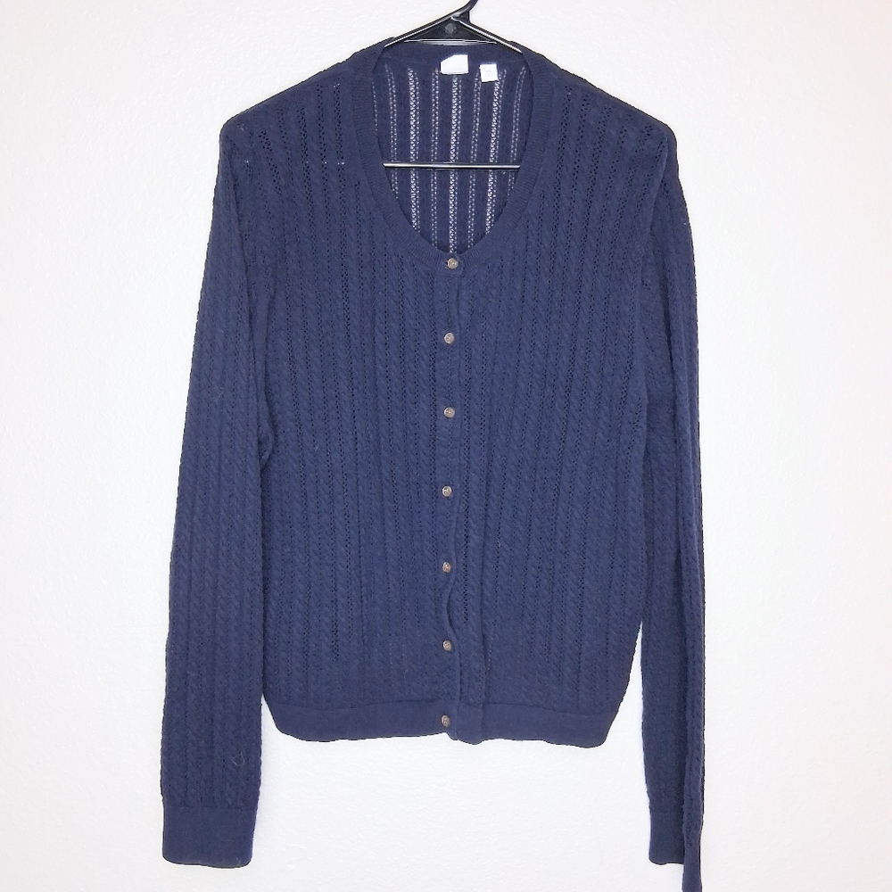 Gap Womens Button Up Knit Sweater Size XXL Dark Blue